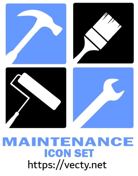 mantenimiento y herramientas set de iconos